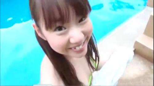 ☆ロリ水着☆「パイパン娘の割れ目に水着が食い込む」ほとんど裸状態★露出美少女★
