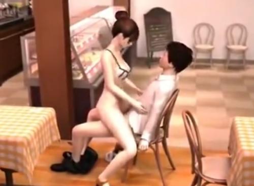 【3Dエロアニメ】客の無理なクレームもちゃんと処理する美人で爆乳ウエイトレス！
