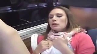 外人巨乳美熟女妻がバス車内で痴漢の餌食に!