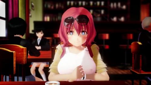 ふたなりショートヘア娘がカフェ店内でこっそりとオナニーをするが？
