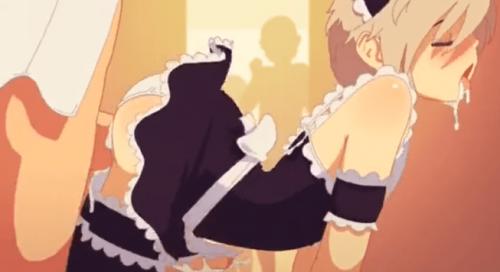 【男の娘】口に出されたモノをだらしなく垂れ流しながら、ただ後ろから突かれ続けるメイド
