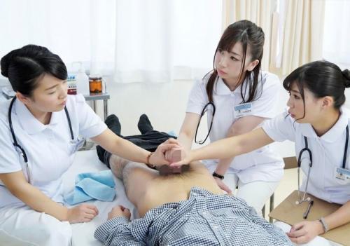 看護師が献身的に性交看護を行う『手コキクリニック』！配属された新人ナースの赤面手コキ・フェラチオ・性交処置研修