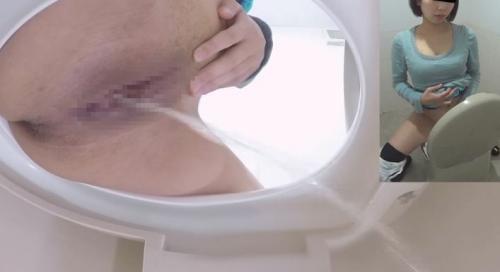 清楚系お姉さんが洋式便器に逆向きに座りプシューっと放尿