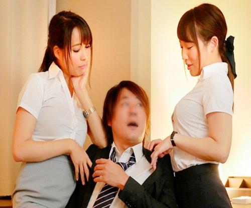 女上司ふたりと一晩同部屋の神展開「ちゃんとご奉仕するのよっ」酔っぱらう二人が部下男を痴女って逆レイプｗｗｗ