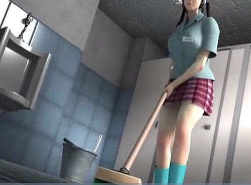 ＜＜3D清掃員＞＞彼氏募集中のクセに男子トイレに居座るから好きでもないチンコに襲われちゃうエロアニメ動画