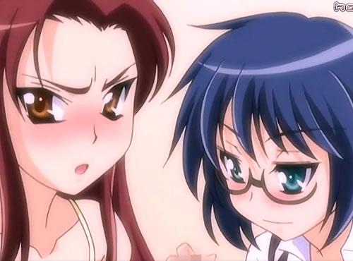 「ここのスジが弱いんだよねぇ？？」巨乳メガネが率先して変態3Pプレイに導くエロアニメ動画