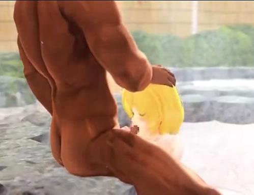 『露天風呂ｘガチムチｘロリ』金髪のロリギャルが覆面レスターと濃厚セックスエロアニメ動画