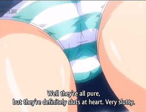 女子高生を逆さ撮りしたらムチムチスベスベの太ももとマン筋クッキリした縞パンが拝めたエロアニメ動画