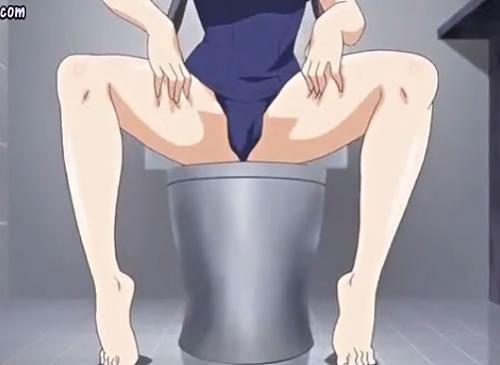 だ…男子トイレに便秘気味なスク水美少女が！？排泄しやすいように立ちバックでアナルを激しく犯します♥エロアニメ動画