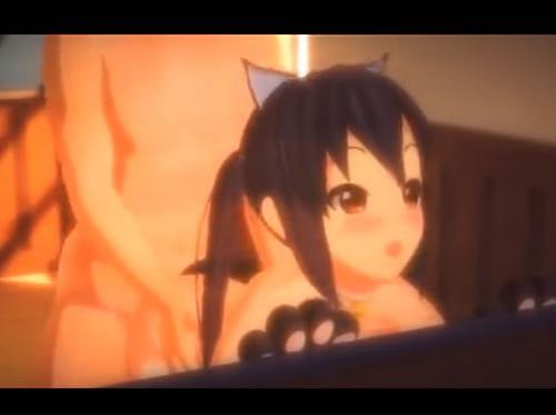 『3Dエロアニメｘけいおんｘあずにゃん』猫コスのツルペタあずにゃんと濃厚セックスするエロアニメ動画