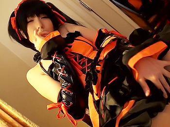 〚変態アニコス痴女娘〛ロリ顔の黒髪美少女がマンコにパンツ食いこませて腰振りにオナニーして誘惑ハメ撮り映像見せつけ！！