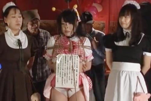【川越ゆい】メイド喫茶でアイドル目指す美少女が拘束緊縛鼻フック調教されて悶絶！S男御用達のブラック店の羞恥拷問プレイ！