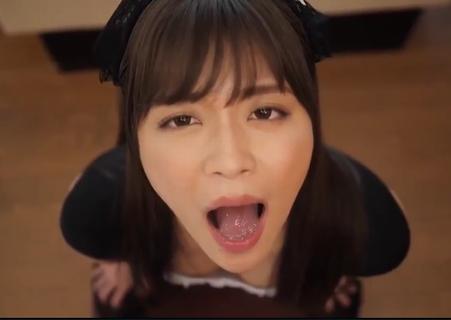 【奏音かのん】めっちゃ可愛い子が四つん這いなって手を使わずにチンポをしゃぶり、口に発射された精子をごっくん！