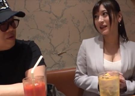 【藤井レイラ】大食いする所を応援してくれって変なナンパ！捕まえたOLが谷間露わにしてたんでハメるしかないでしょｗ