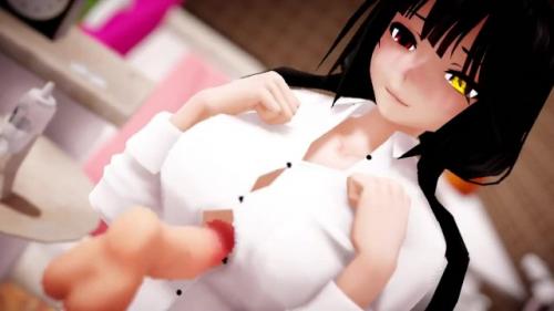 時崎狂三ちゃんの巨乳でパイズリ。シャツが破けそう【MMD】