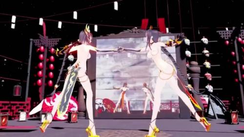 高身長のお姉さんがストリップダンス、巨乳とムチムチふとももが良い♡【MMD】
