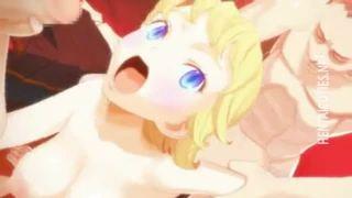 金髪の可愛い女の子が犯されて悶絶♡バックで突かれる快感よがりまくり♡