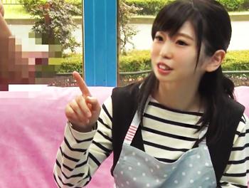 『まだですよぉ//』可愛い清楚系黒髪ロリ顔美少女が優しくフェラ！♡乳首責めしながら手コキをしたり早漏改善のお手伝い！