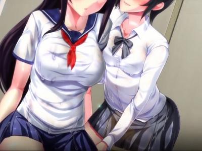 ＜近親相姦＞義父が制服娘の濡れスケ姿に大興奮＾＾ブチ犯して種付けする暴挙のハーレム逆3Pな中出しレイプ!!＜姉妹丼＞