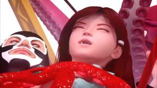 【3Dエロアニメ】美女ヒロインが悪党と謎の触手生物に捕まり、そのまま全員から輪姦されてしまう！
