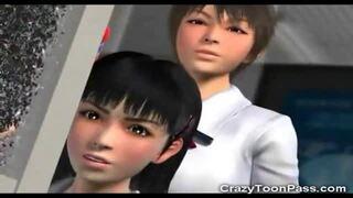 【3Dエロアニメ】もうカオス状態！セクシーで美巨乳の女教師が男子高生の巨根をフェラチオ！さらにフェラ抜き！さらにそれを覗き見るJK達！