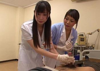【看護師の手コキ研修】先輩ナースが新人に患者の性処理の教育指導！
