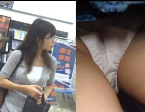 【 盗撮 】地味なのによく見るとめっちゃ美人なお姉さんを逆さ撮り！！！