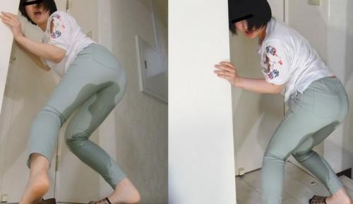 トイレの前でおしっこ漏らす妹