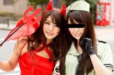ハロウィン素人ナンパ!街角でひときわ目立つ可愛い女子をパーティールームに連れ込んでマンコ責め！興奮したギャルがフェラ！