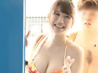 [外見える!?.寝取り]素人ナンパ『彼氏に怒られちゃう…』水着娘にエロマッサージからの寝取り！抜け確定