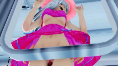 【MMD】電車内の美少女が後ろから犯されてます