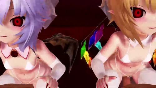 幼体型の吸血鬼姉妹と2人の奴隷男がグループセックス！？姉妹は満足できたようで…。