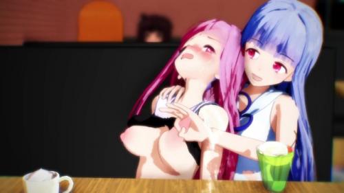 【MMD】琴葉 茜・葵。ファミレスでイチャイチャ。搾乳で大アクメ。