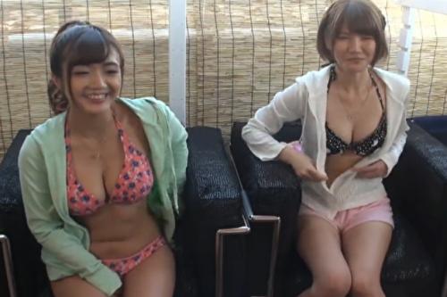 《ギャルナンパ》相席居酒屋でナンパした巨乳ビキニギャルたちとノリノリ乱交SEX！