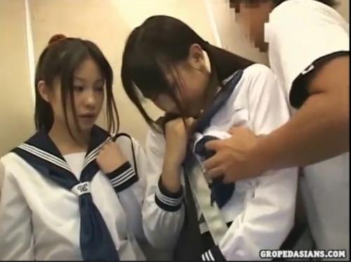 【村上香澄・水玉レモン：女子高生×痴漢レイプ】バスとエレベーターで二人のjkが執拗に男にエッチなことされまくるw