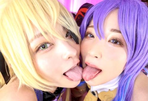 【3DVR】いっぱい中に出して♡SNSで出会った2人のコスプレイヤーに、前後上下左右どこからでも責められてハメ狂う