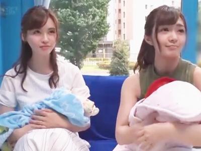 【マジックミラー号＠人妻ナンパ】産後の美乳おっぱいママ友達を素人ナンパし巨根で誘惑⇒嫁とぉ寝取り大乱交セックス絶頂だぁ～