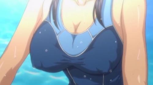 【エロアニメ】水着姿がエロい巨乳美女と夜のプールサイドでセックスする男の子！