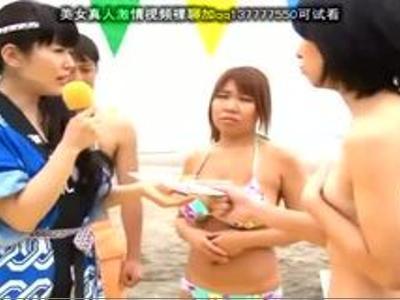 海水浴に来ていた親子で野球拳！ビキニ姿の巨乳美女が全裸になっちゃった…！ムラムラ確定