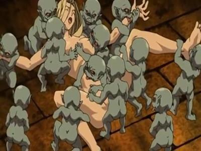 敗北した巨乳女騎士たちが化け物たちから拘束されて凌辱レイプされる！！大量のチビゴブリンから異種姦セックスされて…♡