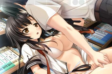 【エロゲー】資料室でイケメン男子から制服脱がされおっぱいマンコ愛撫されてトロ顔晒して喘ぎまくる！！