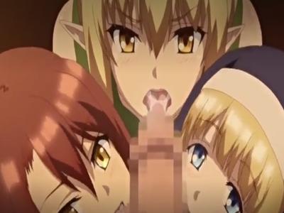 【異世界×エルフ×ハーレム】絶倫主人公とエルフのハーレムプレイ♡3人同時フェラに昇天してゴックンまでしてもらっちゃった♪
