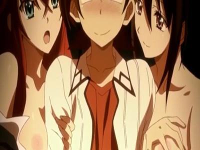 家庭教師か人妻のシチュエーションかどっちがお好み？？おっぱい丸出しの美女たちに挟まれ興奮鼻血ブーの主人公♥♥