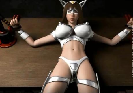 【3Dエロアニメ】猫耳美女が両手拘束！？変態鬼畜男から全身愛撫されて感じまくり凌辱レイプ！！
