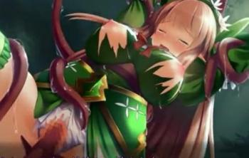 身体中に巻き付くエロ触手でエルフ娘はあられもない姿で犯され続ける♥♥恥ずかしい場所を隠す事も許されず犯されまくる！！