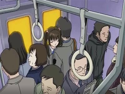 性欲溢れるカップルは電車の中でもイチャイチャ♡お互いに昂ぶる感情を抑えきれずそのまま男子トイレで生ハメ！
