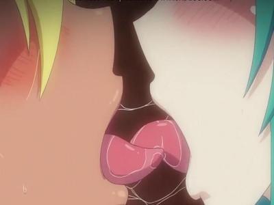 衣服を脱ぎ捨てて激しくレズベロチューしちゃう淫乱JK達♥♥舌をペロペロ絡み合って唾液交換♥♥