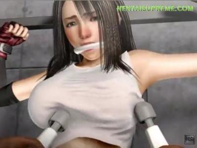 FFシリーズから3Dエロアニメ♥♥爆乳ティファが敵に拘束され屈辱レイプ！？身体中電マ責めにされビクビク感じちゃう...♥♥
