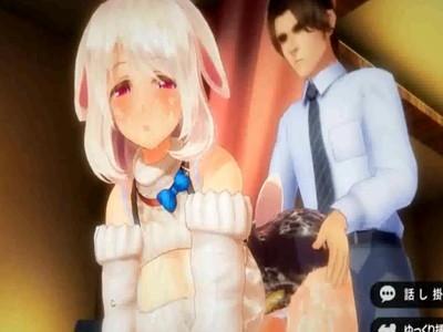 獣耳付きの爆乳美女がサラリーマン風の男に後背位ファックで膣奥までピストンされ何度も種付けされ凌辱されちゃう！！