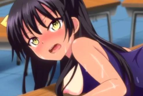 スク水姿のロリ童顔美少女を机に押し倒してバックからチンポ挿入ガン突きピストン復讐レイプ！！